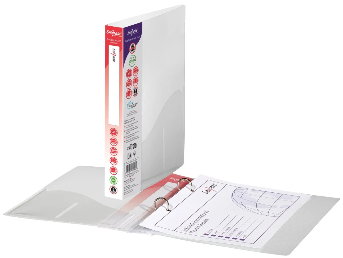 Snopake RingBinder 2/15 'O' Ring A5 Clear- 10 Binders