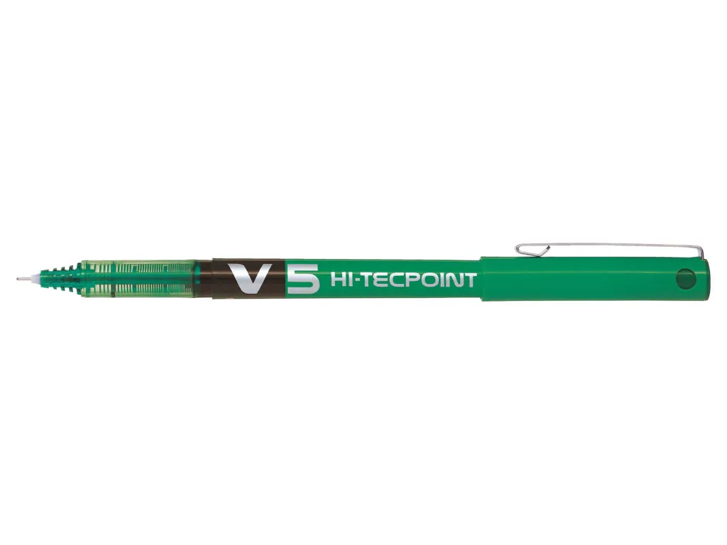 Pilot Hi-Tecpoint V5 Liquid Ink Rollerball Pen Green - Fine Tip (12)