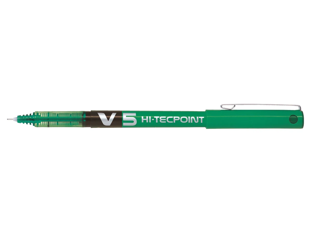 Pilot Hi-Tecpoint V5 Liquid Ink Rollerball Pen Green - Fine Tip (12)