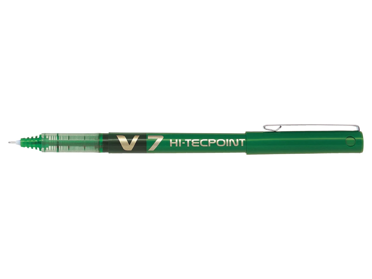 Pilot Hi-Tecpoint V7 Liquid Ink Rollerball Green - Medium Tip (12)