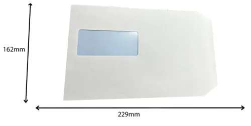 UP C5 Envelopes Window Peel and Seal 90gsm White (Pack of 500)